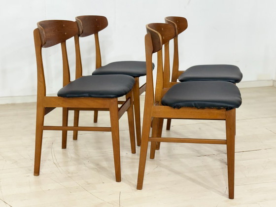 Image 1 of Deense teakhouten stoelen / Vintage eetkamerstoelen / Keukenstoelen / Deense designstoelen