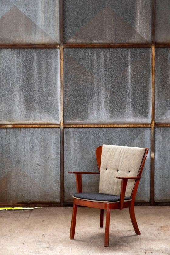 Image 1 of Poltrona Canada Lounge di Christian E. Hansen, prodotta da Fritz Hansen, 1944, Danimarca.