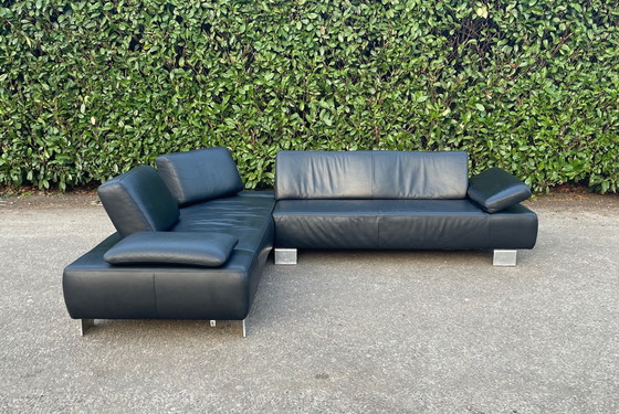 Image 1 of Divano angolare in vera pelle nera Montel