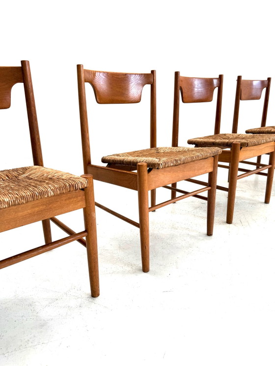 Set di 4 sedie vintage in giunco, Italia anni '70 – Sedie da pranzo, Legno, Vimini (photo 4 of 11)