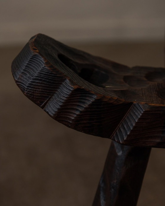 Image 1 of Spanish brutalist tripod chair made of solid wood