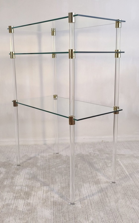 Image 1 of Charles Hollis Jones – Tables d’appoint & étagère modulable design verre et laiton 