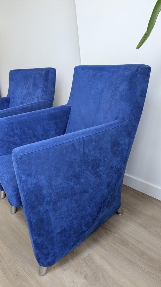 Image 1 of Leolux Dolcinea armchair - Suede cobalt blue - set of 2