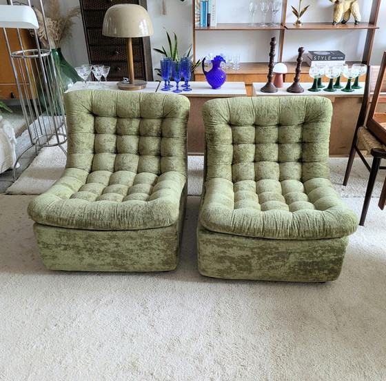 Vintage, Retro set di 2 divani modulari lounge. – Velluto (photo 8 of 13)