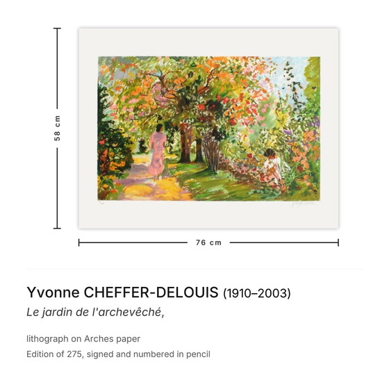 Image 1 of Yvonne CHEFFER-DELOUIS The Archbishop's Garden Signed lithograph