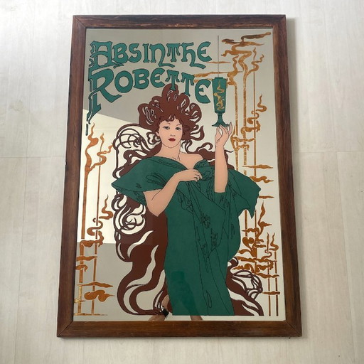 Absinth Robette Jugendstil Werbung Bemalter Spiegel