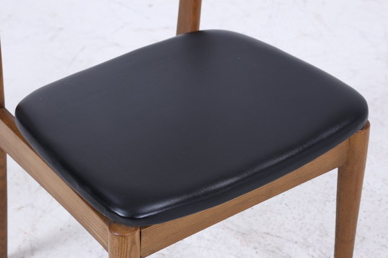 Image 1 of 2 Vintage Teak Dining Room Chairs | Mid - Century Chair 60s | Kitchen Chair Leather Cover #08-02