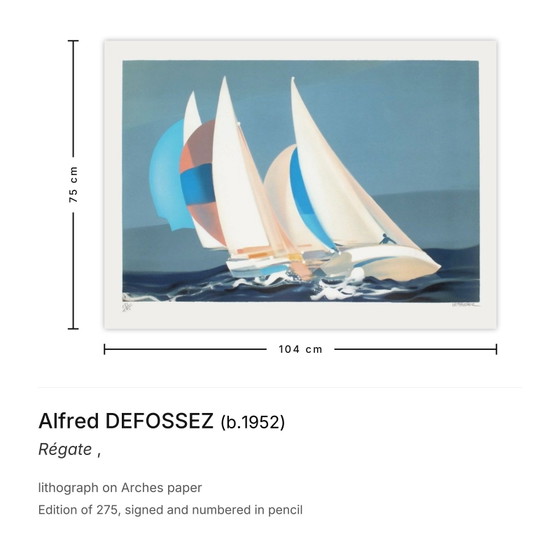 Von Alfred Defossez signierte Lithographie Régate – Lithographien & Drucke, Paper (photo 3 of 5)