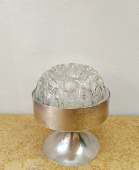 Image 1 of Verzilverde metalen bloemenhouder in futuristische stijl, jaren 70