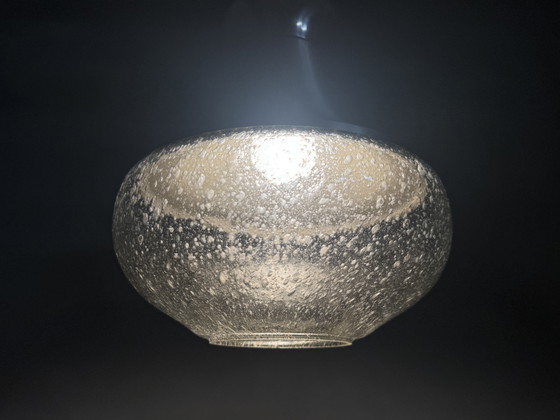 Image 1 of 1970s pendant lamp with aluminum and bubble glass
