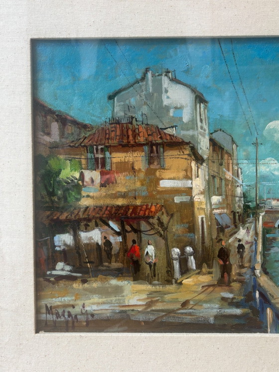 Oil Painting on Cardboard "Disappearing Milan: Vicolo dei Lavandai" by Giampietro Maggi (photo 5 of 11)