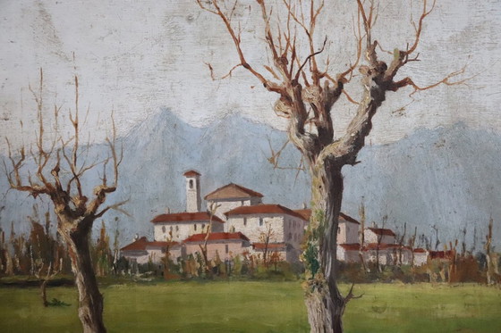 Image 1 of Set of 2 Countryside Landscapes, Oil on Board, Italy Early 20th Century