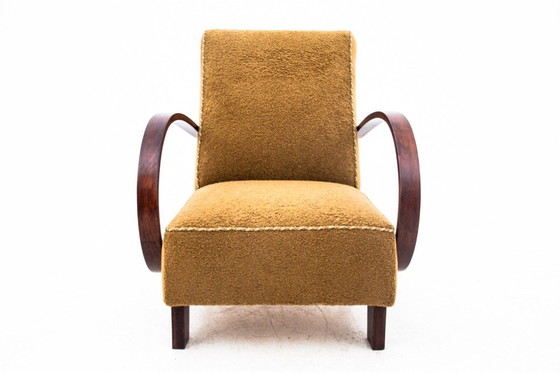 Image 1 of Yellow boucle armchairs by J. Halabala, Czechoslovakia, 1930s