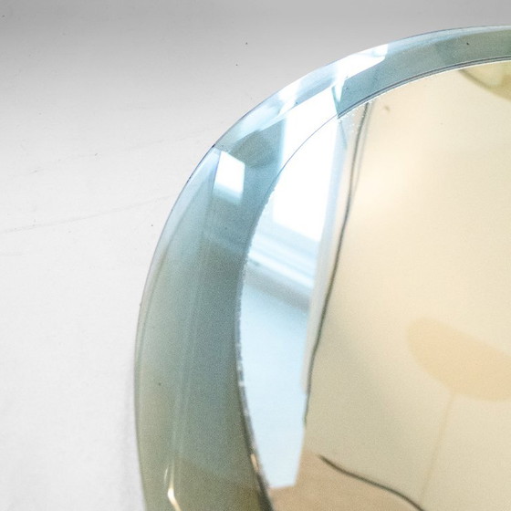 1x Specchio da parete rotondo Mid-Century Modern in vetro fumé stratificato, Attr. a Cristal Art – Glass (photo 2 of 11)