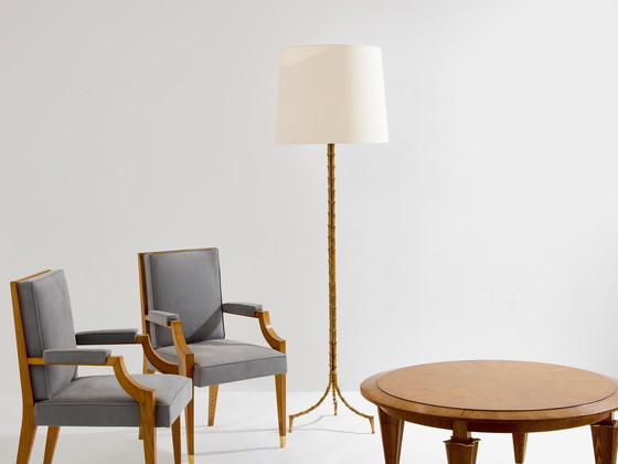 Image 1 of Lampada da terra in bronzo dorato a fogliame di Maison Jansen, 1950