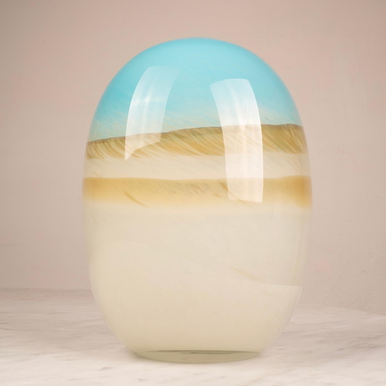 Vase en verre de Murano italien vintage Mid Century Aqua Bleu & Ivoire – Murano Glass, Mid Century Modern (photo 5 of 13)