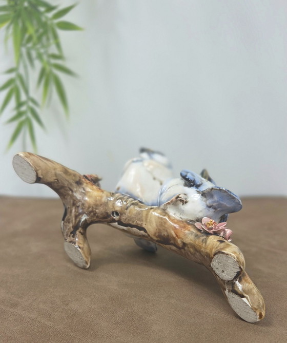 Vintage Bruno Merli Sculpture, Two Birds on a Flowering Branch, Signed Italian Ceramic, Decorative Objects (photo 7 of 10)