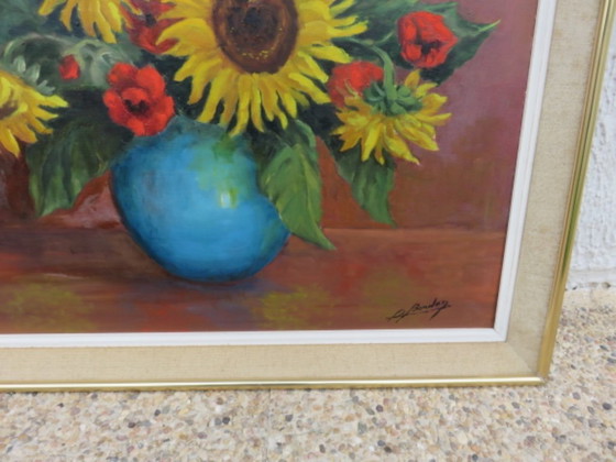 Image 1 of Bodegón, girasol, firmado