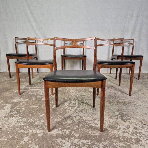 6 Johannes Andersen, Linneberg, Model 94 Rosewood Chairs