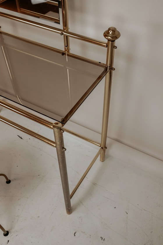 Image 1 of Vintage brass vanity table with stool