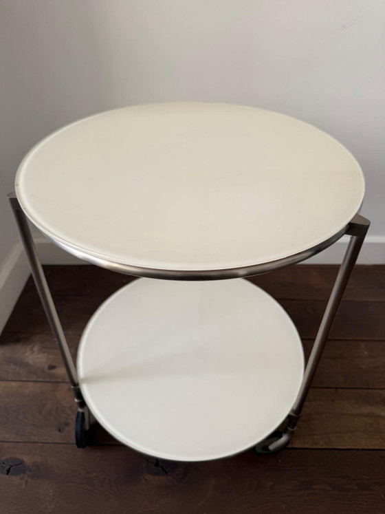 Vintage white 80s trolley Ehlen Johansson for IKEA, ehlen johansson voor Ikea, Side tables, Metal, Glass (photo 3 of 7)