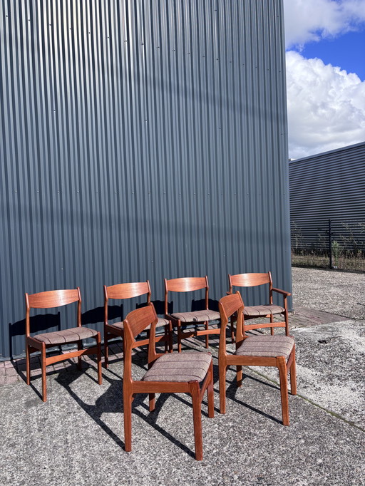 6 X Vintage Teak Eetkamerstoelen Deens Stoelen 