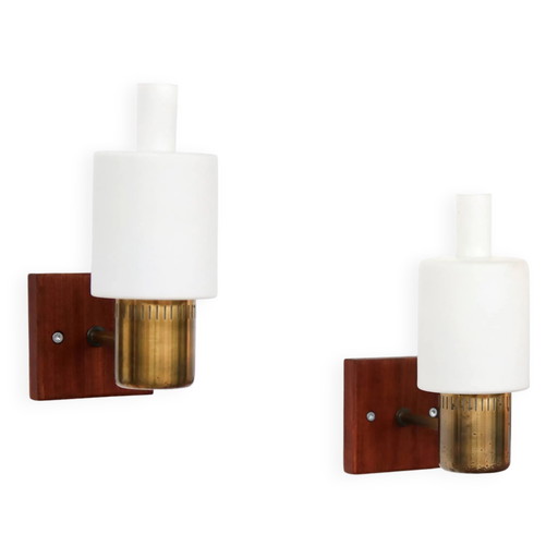 Set of two Jo Hammerborg Nordlys wall lamps, Danish design 1962 – wandlampen, Crystal, Glass, Scandinavian