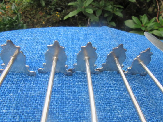 6 repose-couteaux Wiskemann, plaqués argent, style Art nouveau – Accessoires de table, Metal, Silver (photo 5 of 7)