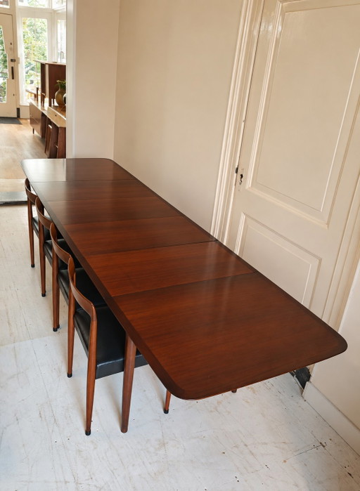 Table de salle à manger design vintage Lubke avec 4 rallonges