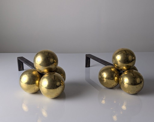 Alari in bronzo e ferro battuto di Jacques Adnet, anni '30