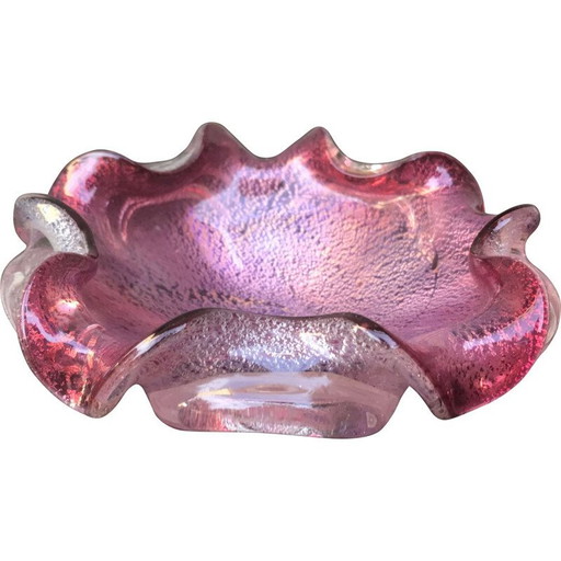 Vintage asbak van roze Murano glas, 1970