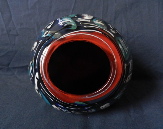 Elliptische, farbenfrohe Glasvase von Don Wreford, Australien, Höhe 19 – Glaskunst (photo 5 of 7)