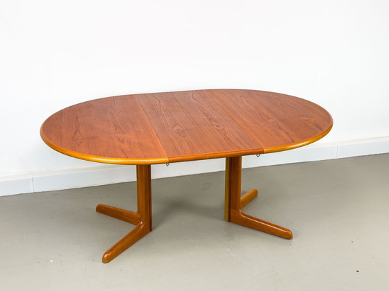 Image 1 of Danish Round Teak Dining Table With Extensions By Gudme Møbelfabrik, 1970S