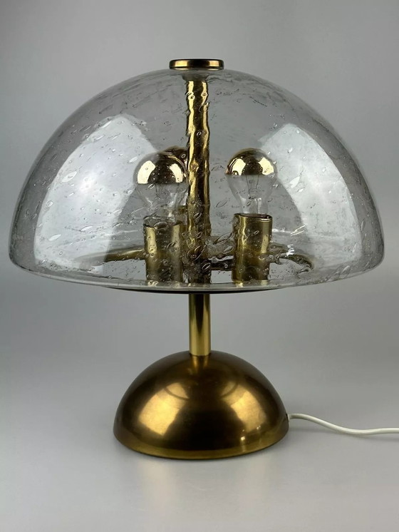 Image 1 of Lampe de table des années 60 70 Von Doria Leuchten Germany Verre & laiton Space Age