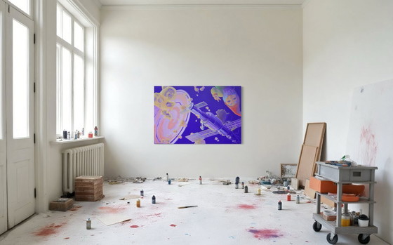Image 1 of Entre maïs et crème, huile sur toile, 150 x 100 cm, Sandra Kolondam
