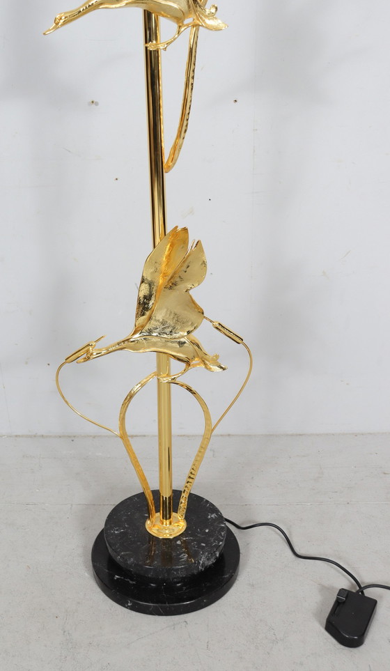 Image 1 of Hollywood Regency vloerlamp/vloerlamp met vogelfiguren van Lanciotto Galeotti, L'Originale, Italië, jaren 1980