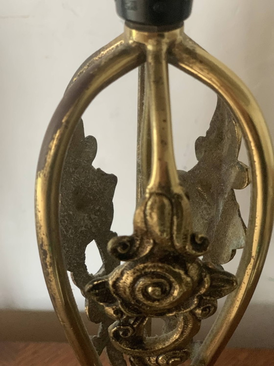 Image 1 of Pair of vintage brass table lamps in art nouveau style