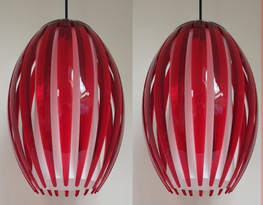 2 x Herstal Pulz Tentakel XL Pendelleuchten rot