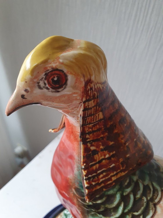 Image 1 of Large antique ceramic pheasant statue ca. 1900-1920