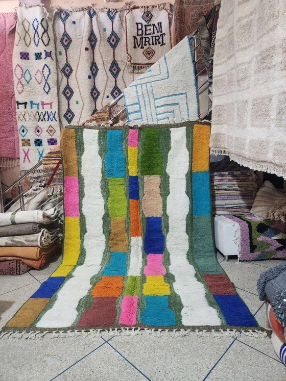 Alfombra Beni Ouarain grande multicolor 300x200 cm – Lana hecha a mano – Algodón, Modern (photo 2 of 2)