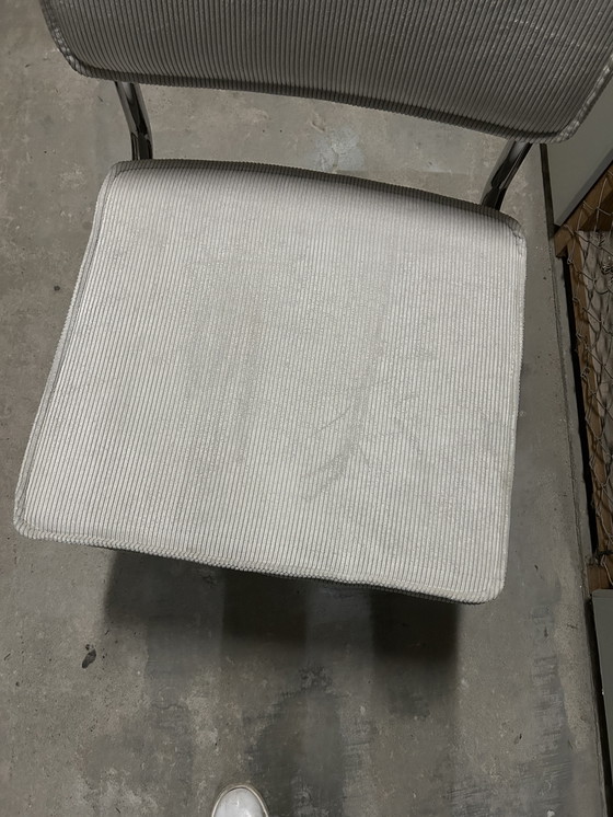 Image 1 of 6 Light Gray Ribbed Fabric Chairs with Chrome Tubular Frame