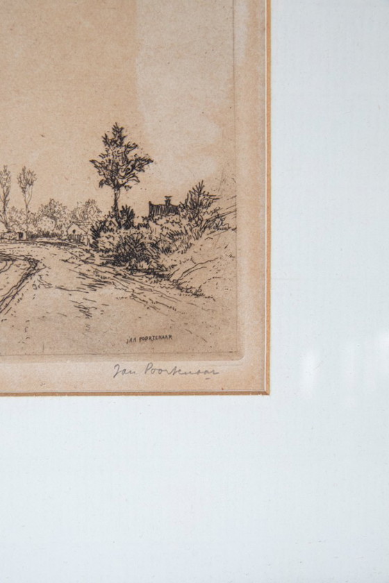 Image 1 of Jan Poortenaar – Dutch rural landscape with farmhouse – etching – signed