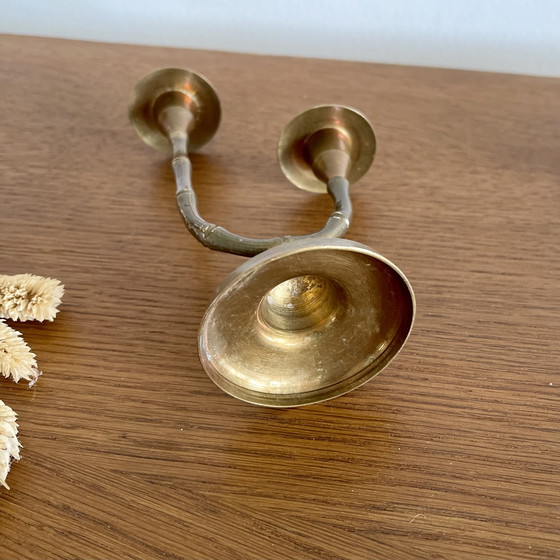 Image 1 of Double brass candlestick