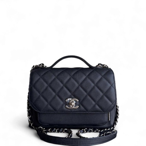 Chanel Business Affinity - Caviar acolchado negro con herrajes dorados