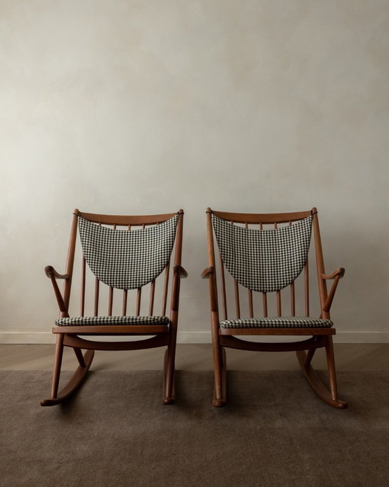 Image 1 of Vintage Deense teakhouten schommelstoelen set van 2 - model 182 van Frank Reenskaug voor Bramin, jaren 1950