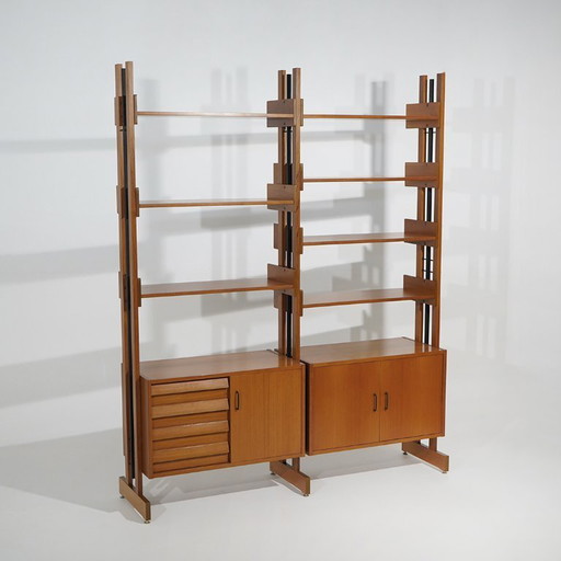 Modulares Bücherregal mit Ständern, 1960er Jahre – boekenkasten, Brass