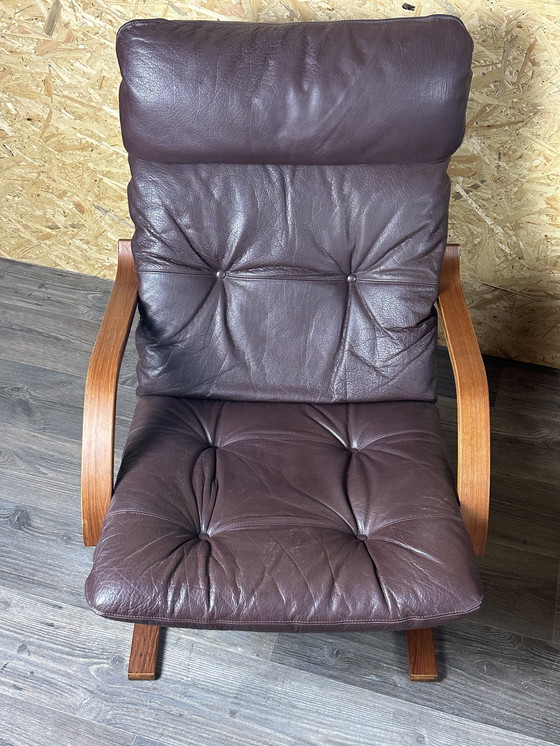 Image 1 of 2x 60s 70s Easy Chair poltrona in pelle Westnofa Norvegia Mid Century