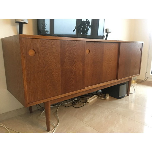 Scandinavian vintage solid oakwood sideboard, Denmark 1960