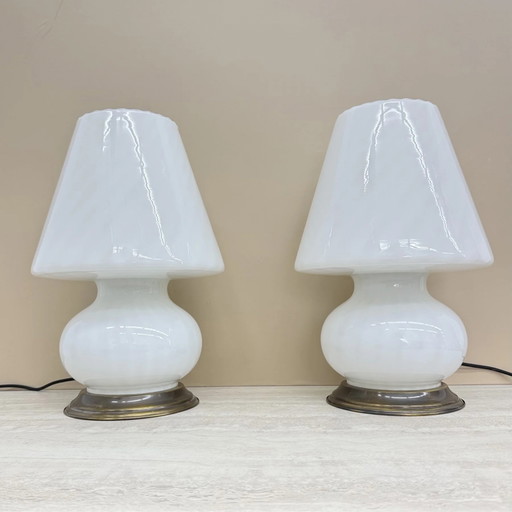 XL Mid-century Design Murano Glas Swirl Lampen, 1970er Jahre