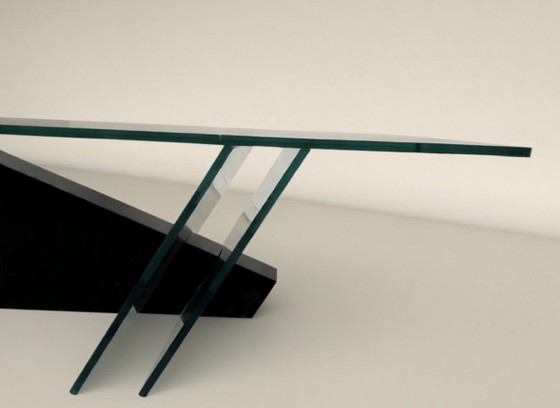 Rare Italian 1980s Post-Modern Coffee Table – Glass, Wood (photo 4 of 7)